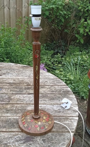 Vintage wood table lamp - wood, hand