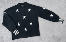 BNWT GEORGE @ ASDA BLACK WHITE STAR GLITTER STRIPE CUFF KNIT JUMPER SIZE S 8-10