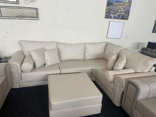 Cream leather sofa with - cream,