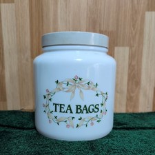 Very Large Eternal Beau Glass Tea Bags Holder Jar With Screw Lid