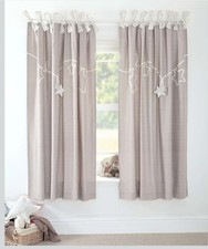 Mamas And Papas Millie And Boris Tie Top Curtains Neutral 128cm X 113cm (W X L)