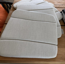 3 Dining Chair Seat Pads with Memory Foam Comfort Beige Luxury Fabric