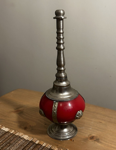 Vintage red silver metal - red,