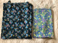 Original Vintage 60s Unused Dressmaking Fabric x 2 Blue Florals 36" Wide Retro