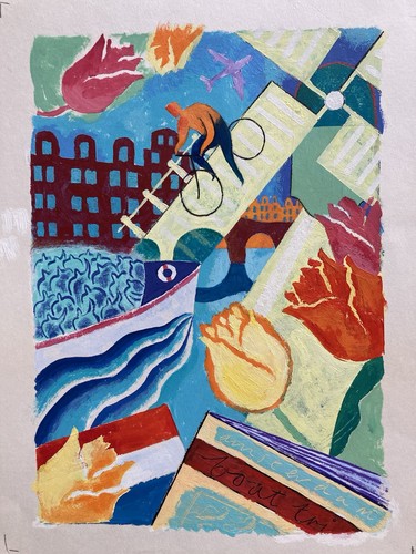 Vintage gouache painting pop - vintage,