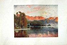 Original Old Antique Print *2549 1908 English Lakes Dawn Coniston Cooper Palmer