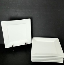 6 Fitz & Floyd Everyday White Porcelain Square Dinner Plates 10" Oven Safe EUC