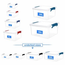 Clear Plastic Storage Boxes With Clip Lids Home Office Kitchen Stackable Boxes