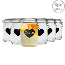 6x Heart Glass Storage Jars