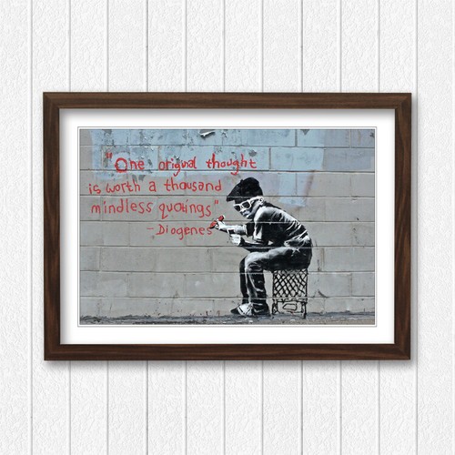 Banksy original thought framed - thought,