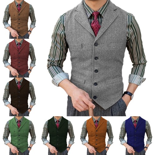 Mens tweed wool - tweed, waistcoat