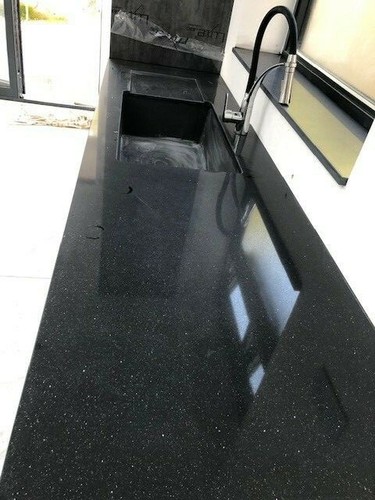 Black stellar quartz kitchen - black,