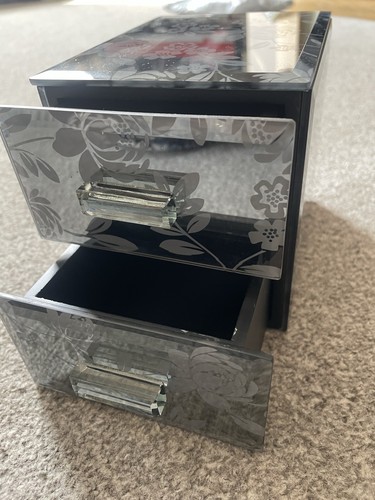 Mirrored floral two drawer - floral,