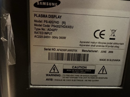 Samsung inch plasma - 42-inch,