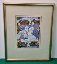 Framed Christmas Card Swans