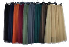 Women's Italian A-Line Tulle Mesh Skirt Plain