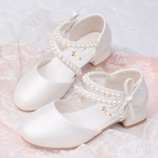 Girls Faux Leather Low Block