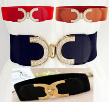 Women Ladies Wide Gold Buckle