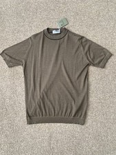 John Smedley Sea Island Cotton  Striped T Shirt Size Medium New With Tags