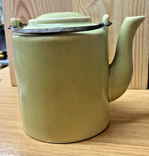 Celadon Jade Teapot Pot Vietnamese  11 X 13 cms Chased Pewter Handles (15)