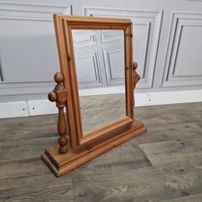 Vintage Dressing Table Mirror – Solid Pine Swing Frame Vanity – Rustic Wooden