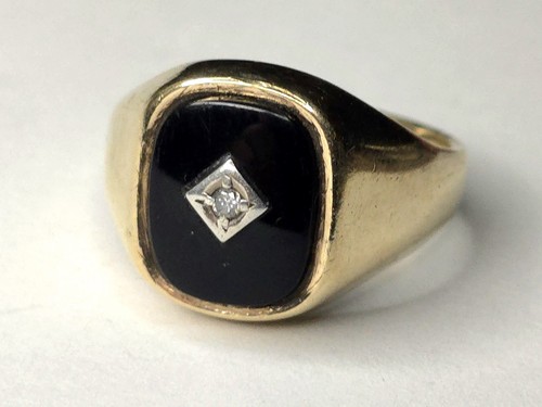 Vintage 9ct gold black onyx - black,