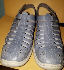 Ladies Rieker Antistress Grey Leather Slingbacks Size 39 eu  /  5.5 uk