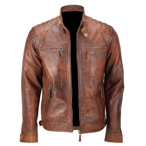 Café racer mens - café, lambskin