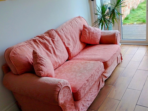 Harveys pink damask fabric - damask,