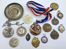 Antique/ Vintage Job Lot Of Sports & Religious Medals & Medal Fobs 