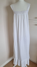 Ladies White Cotton Nightdress Nightie Gown UK16-18 Lace Long Frilled 37-39"