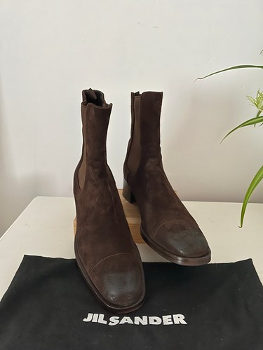 Jil sander brown suede chelsea - brown,
