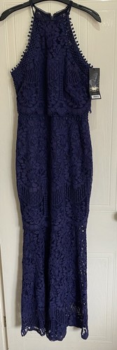 Lipsy vip navy lace halterneck - lace,