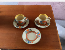 Clarice Cliff Crocus Coffee Cups And Saucers Set Art Deco c1930