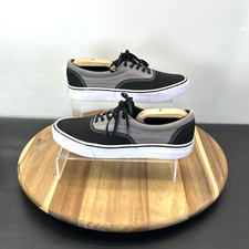 Airwalk Men Black & Grey Canvas Trainers UK Size 8.5 Sneakers Low-Top Lace Up