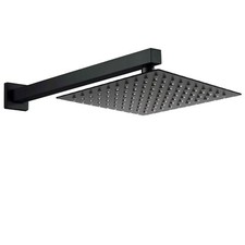 Black 8/10/12'' Square Shower Head 400mm Lever Wall Mounted Arm Concealed Set 