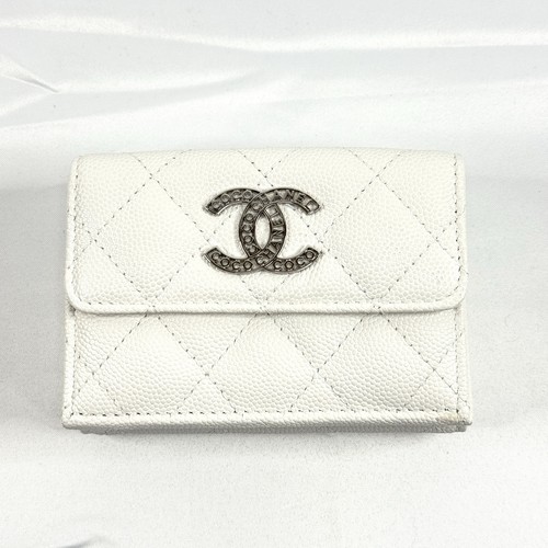 Chanel logo card case white - case,