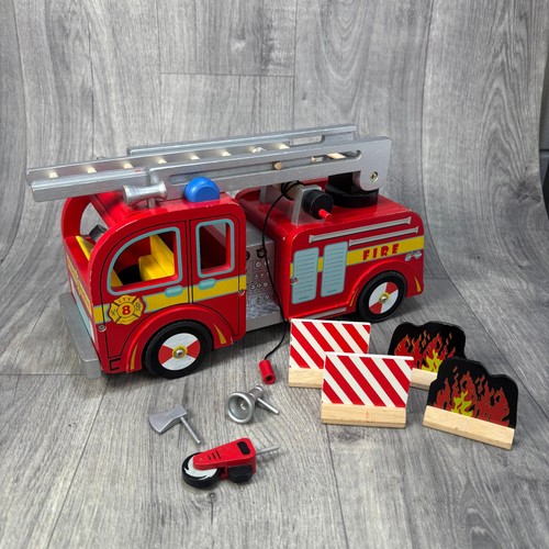 Toy van wooden fire engine - le,