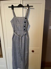 PRIMARK Ladies Cropped Wide Leg Jumpsuit UK Size 4 Grey Check Sleeveless NEW