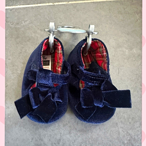 Girls navy velvet mary jane - tu,