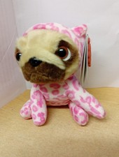 BNWT Pink Love PUGSLEY soft plush clip toy KEEL TOYS Pug dog puppy keyring NEW