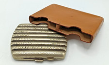 ART DECO 1920s SILVER PLATED RIBBED CIGARETTE CASE & PART OF A CIGAR HOLDER