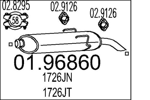 Mts 96860 rear muffler - mts, 01.96860