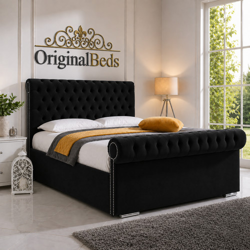 Original sleigh bed frame - ob,