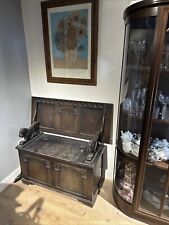 Antique Carved Wood Folding Monks Bench Seat Settle Table - Storage - Hall Chair