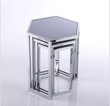 Hexagon Silver Nesting Tables