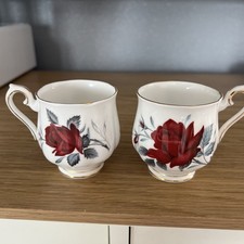 37). VINTAGE ROYAL ALBERT CABINET TEA CUPS X 2 “ Sweet Romance”