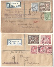 GB 1924 + 1925 WEMBLEY FRANKINGS 2 COVERS REGISTERED IPSWICH Dealer SWISS + USA