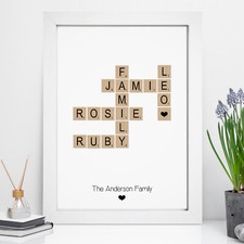 Personalised Scrabble Board Family Framed Print Gift Wall Art Fathers Day Gifts