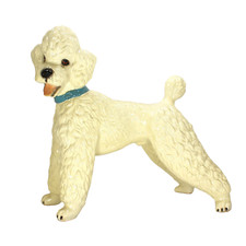 Vintage Poodle Dog Statue Midcentury Lg 12" Realistic Eyes Glossy Plaster Figure